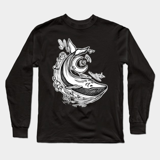 Inktober - day 12 WHALE Long Sleeve T-Shirt by EmmeGray